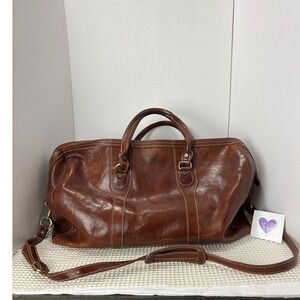 Floto Venezia Italian leather duffel bag Brown Travel Work Casual EUC